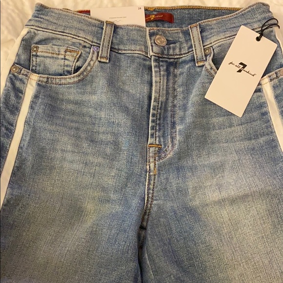 New 7 For All Mankind Cropped Alexa Side Stripe - Picture 4 of 7